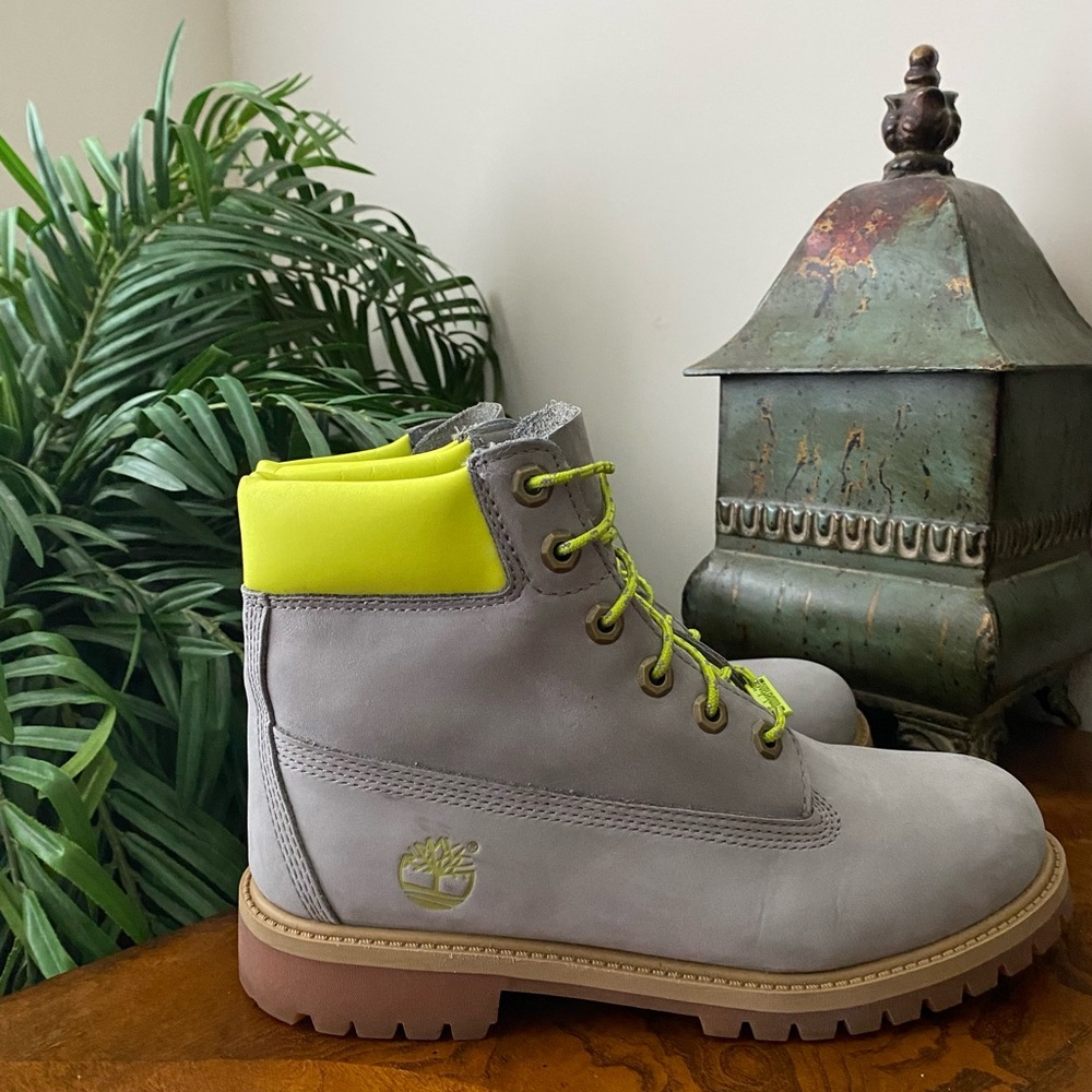 Timberland Kids Boots - Gray and Neon Yellow